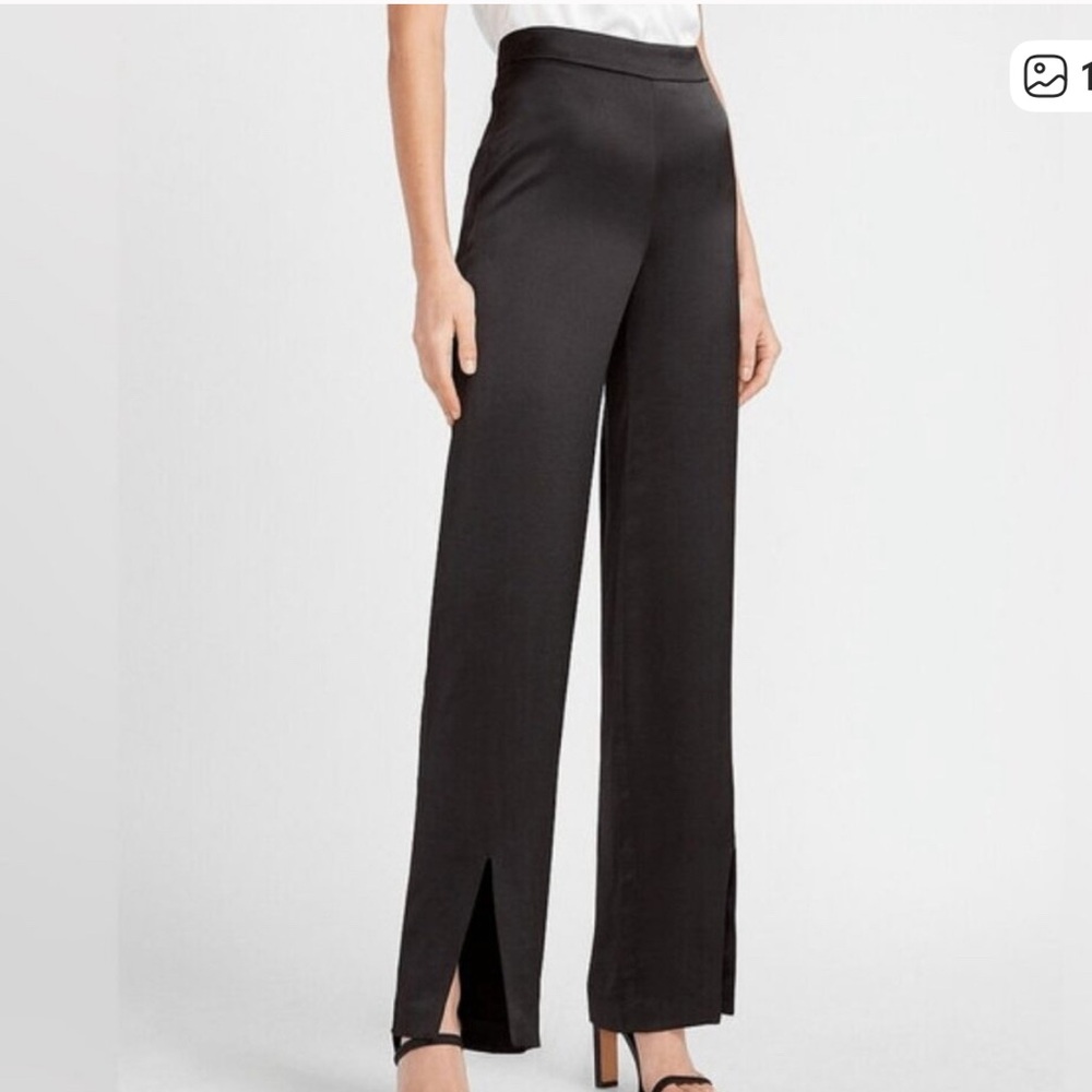 Express Deep Green Slit Front Straight High Rise Dress Pants